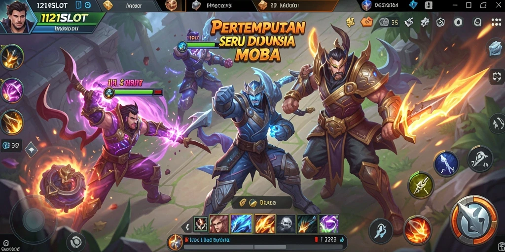 Tangkapan layar gameplay 1121SLOT yang mendebarkan di arena MOBA.