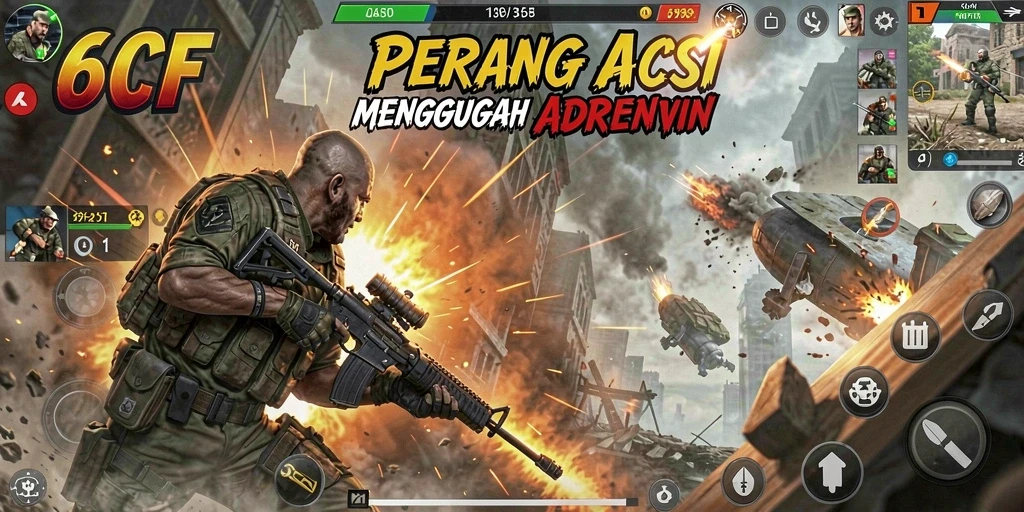 Tampilan gameplay menakjubkan dari 6CF dengan aksi seru dan grafis realistis.