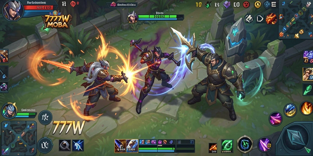 Gameplay mendebarkan dalam arena pertempuran MOBA.