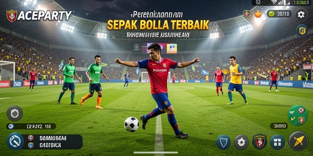 Tampilan gameplay seru di ACEPARTY dengan aksi sepak bola yang mendebarkan.