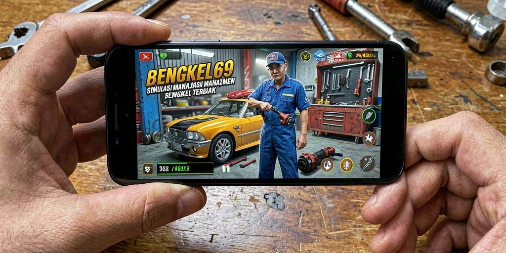 Tangkapan layar gameplay BENGKEL69 dengan fokus pada perbaikan kendaraan.