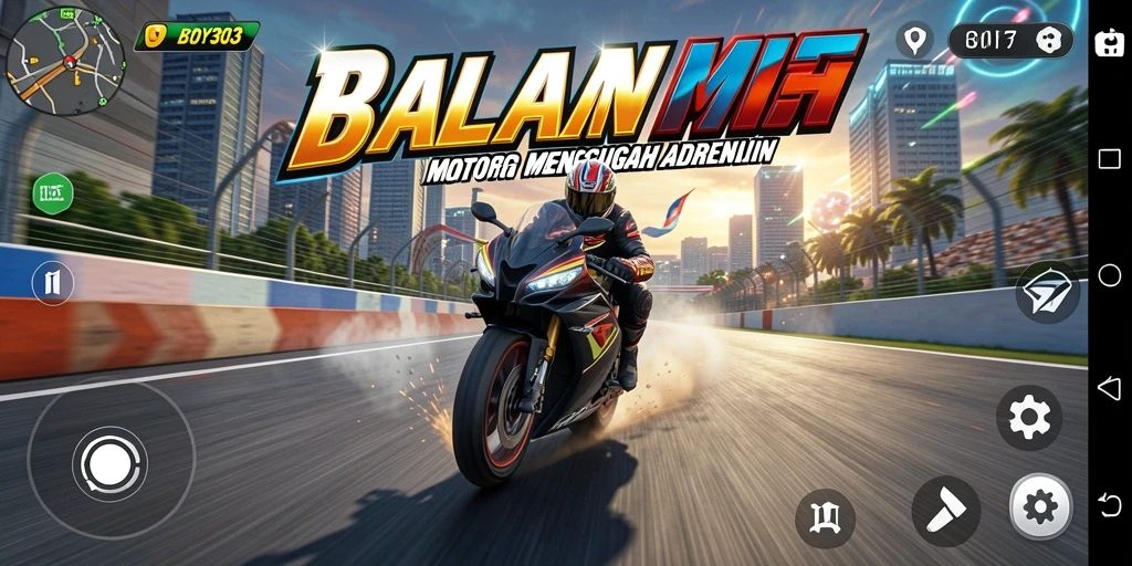 Screenshot gameplay BOY303 dengan aksi balapan motor yang mendebarkan.