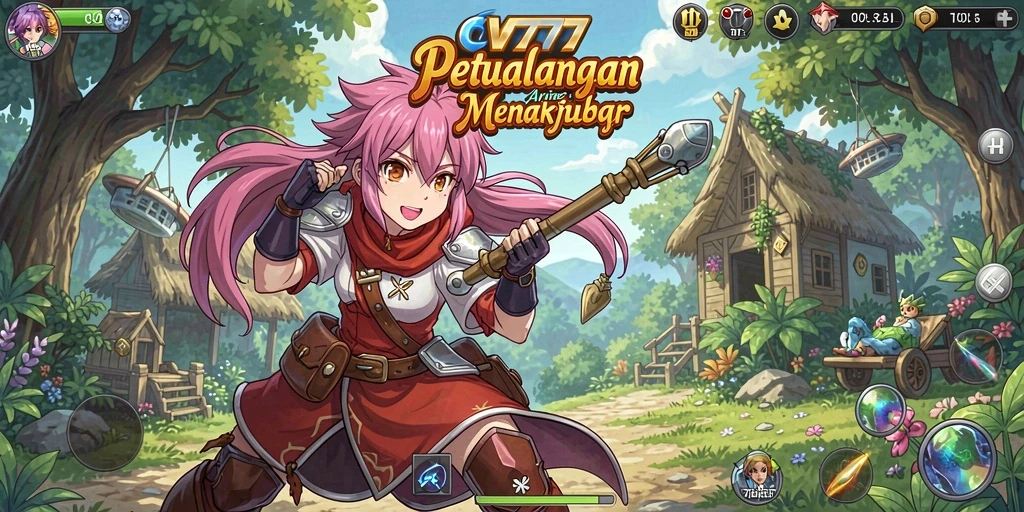 Screenshot gameplay CV777 menampilkan aksi karakter Anime yang dinamis.