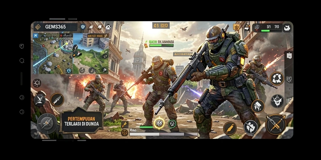 Gameplay menegangkan di GEMS365 dengan pertarungan seru dan strategi.