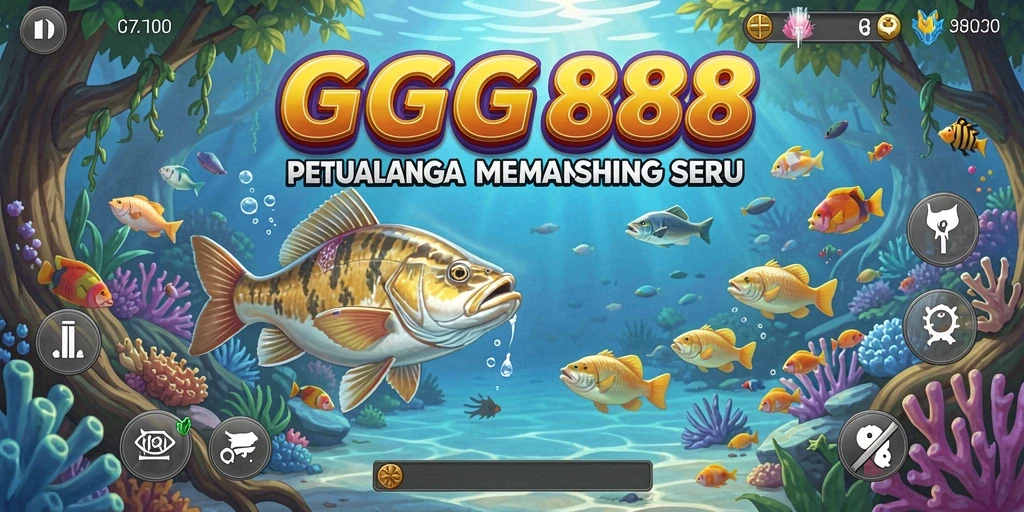 Tampilan gameplay GGG888 dengan berbagai ikan yang menunggu untuk ditangkap.