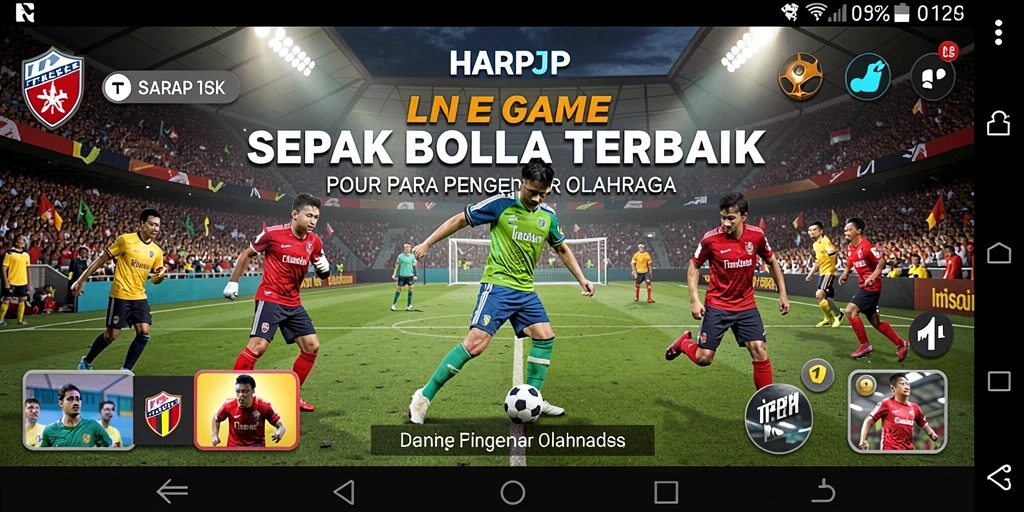 Tampilan gameplay yang mendebarkan di HARAPJP dengan aksi sepak bola yang nyata.