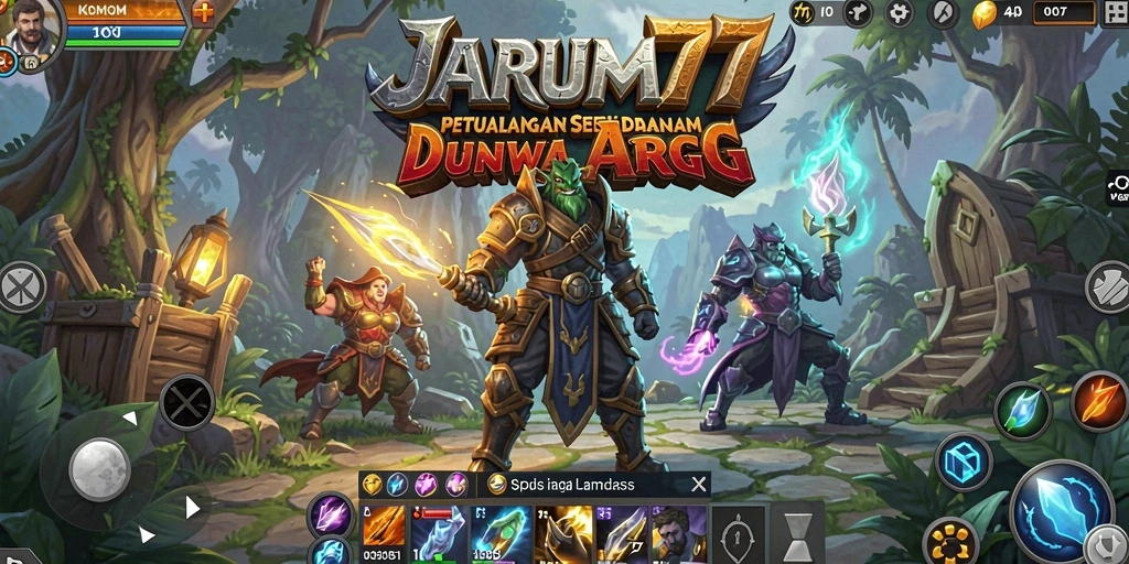 Tangkapan layar JARUM77 menampilkan pertempuran mendebarkan di dunia fantasi.