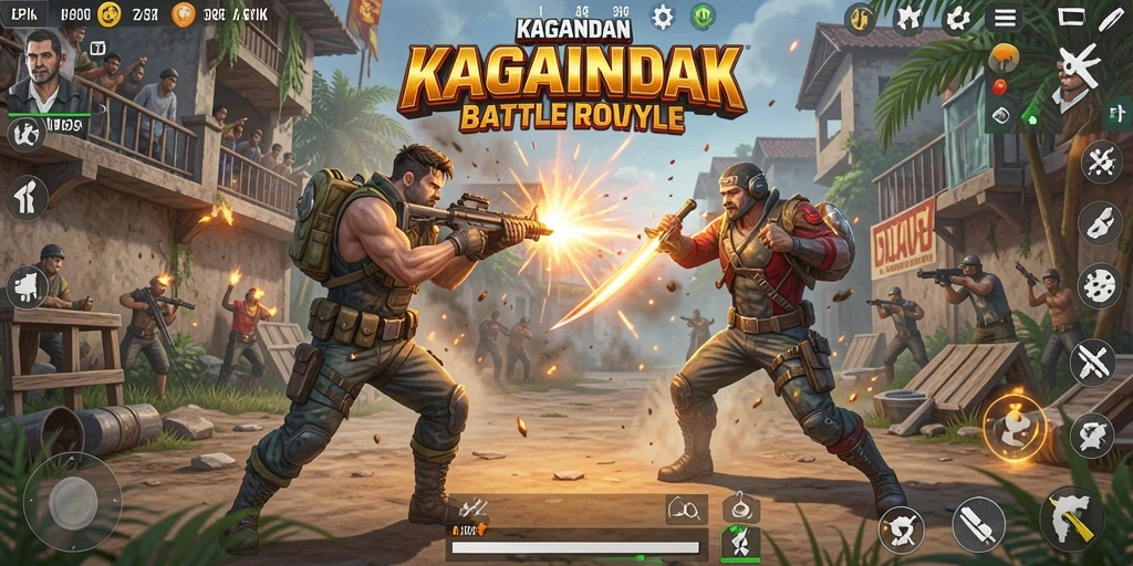 Tangkapan layar dari gameplay KAGANDAN yang penuh aksi Battle Royale.