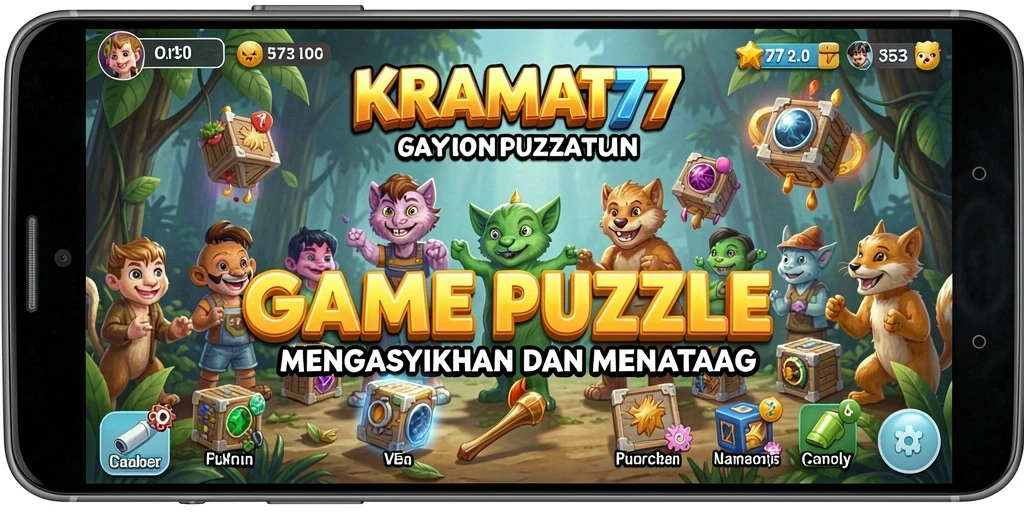 Screenshot gameplay KRAMAT77 menampilkan teka-teki yang menantang.