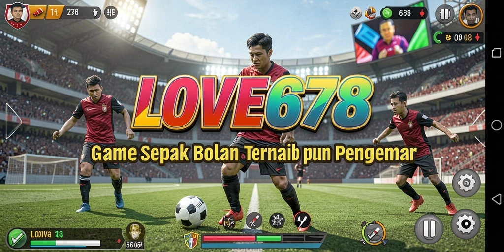 Tampilan gameplay LOVE678 yang seru di lapangan sepak bola.