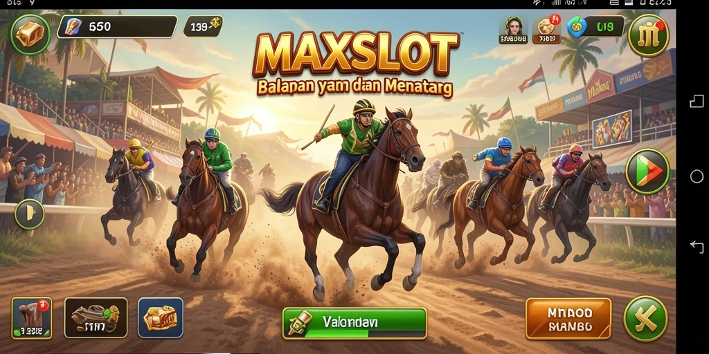 Screenshot gameplay MAXSLOT menampilkan aksi balapan yang mendebarkan.