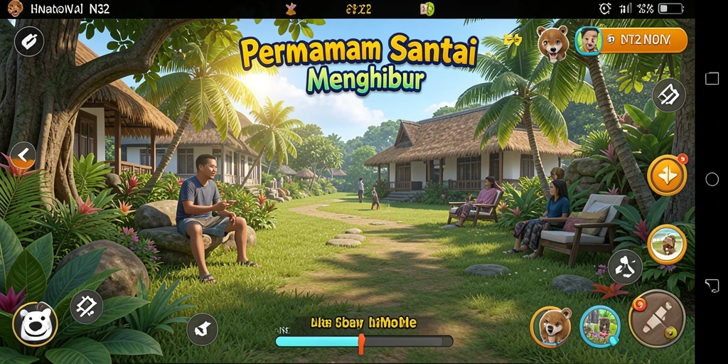 Tampilan aksi gameplay N32 dengan karakter karikatur yang menghibur.