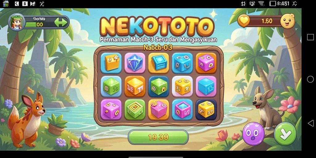 Gambaran gameplay seru dari NEKOTOTO dalam aksi Match-3.