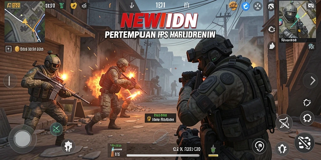 Tampilan gameplay mendebarkan dari pertempuran FPS yang seru.