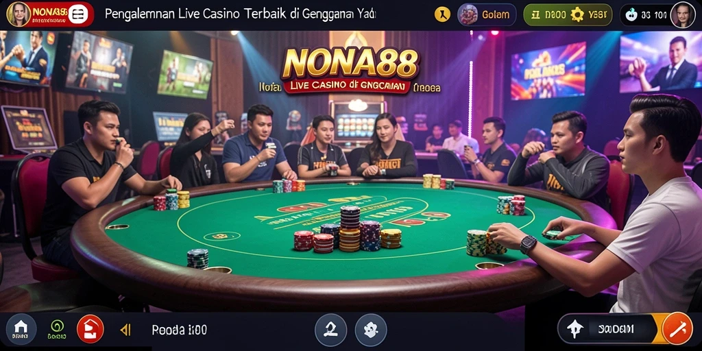 Screenshot gameplay NONA88 menampilkan dealer profesional dan permainan yang menarik.