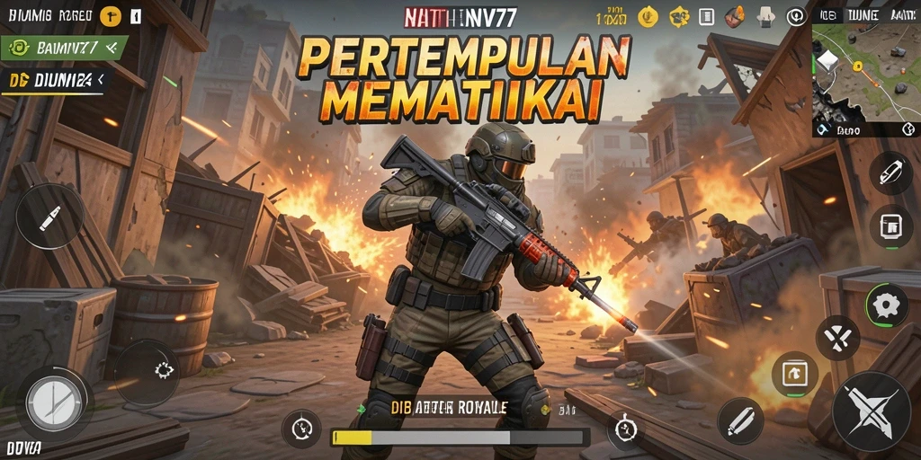 Screenshot menunjukkan gameplay Battle Royale yang menegangkan di NV77.