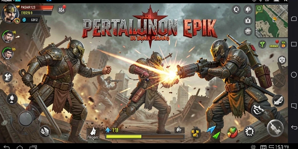 Screenshot tampilan gameplay PASAR123 dengan aksi pertarungan yang intens.