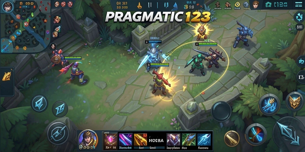 Gameplay seru dalam PRAGMATIC123 saat bertarung di arena MOBA.