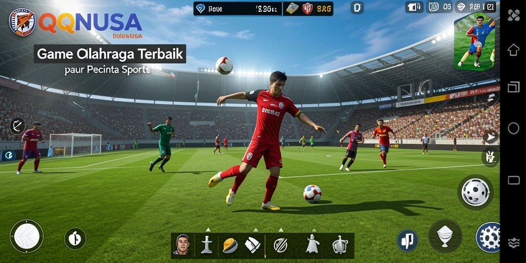 Tangkapan layar QQNUSA menampilkan aksi permainan olahraga yang intens dan menegangkan.