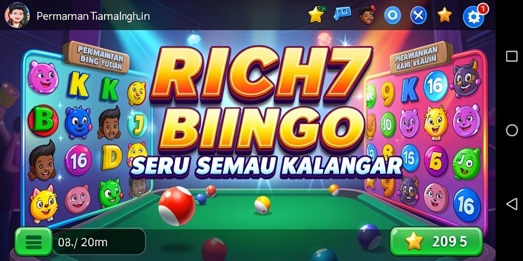Screenshot RICH7 menampilkan suasana seru permainan Bingo.