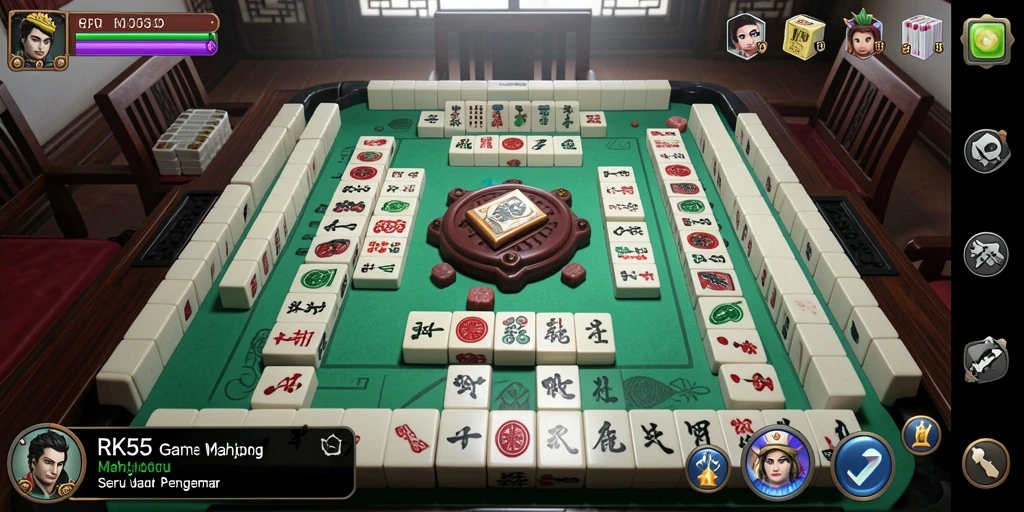Tampilan screenshot RK55 dengan gameplay Mahjong yang menarik.