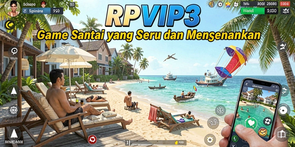 Screenshot utama RPVIP3 menampilkan gameplay yang ceria dan menyenangkan.