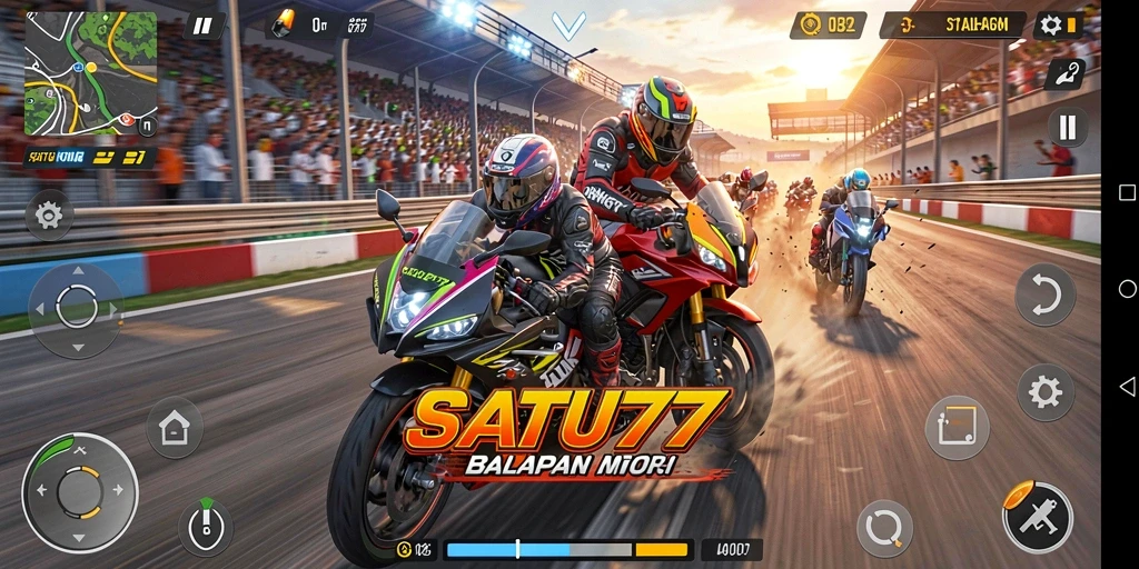 Gameplay menarik dalam SATU77 dengan balapan motor yang seru.