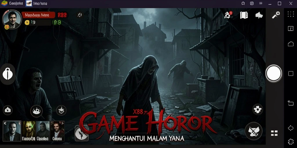 Gameplay X88 menampilkan suasana horor yang mencekam dan penuh ketegangan.