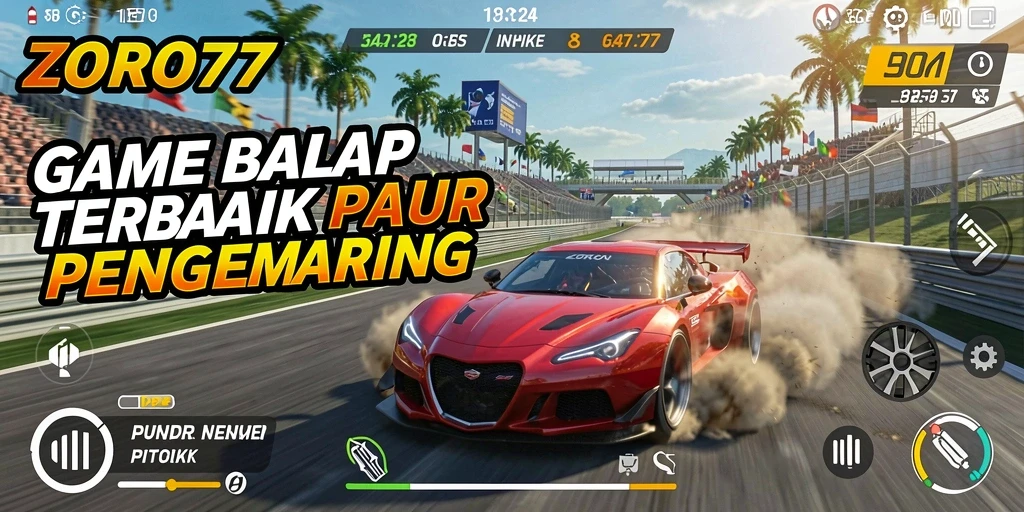 Tampilan gameplay ZORO77 yang mendebarkan pada trek balap.